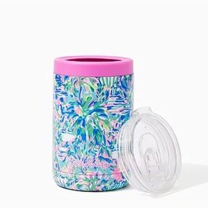 Lilly Pulitzer Insulated Can Tumbler, Blue Ibiza Cabana Cocktail